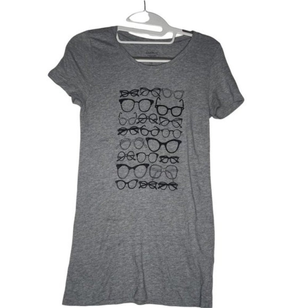 Gap Favorite Tee Gray Eyeglasses Graphic Print Short Sleeve T-Shirt XS